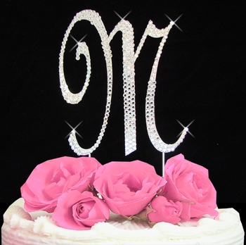 Wedding Cake Topper Letters on Initial M Cake Topper     Letter M Fully Covered In Swarovski Crystals
