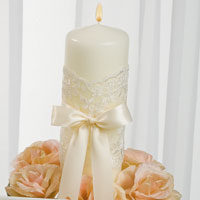 chantilly lace pillar candle