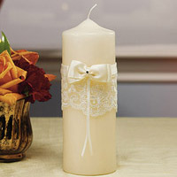 french lace pillar candle