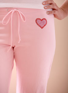 rhinestone heart sweat pants