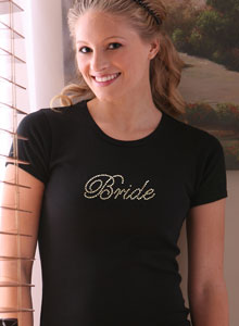 bride t shirt with edwardian script