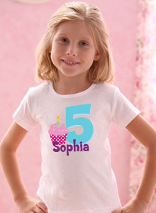 Girls 5th Birthday Cupcake T-shirt | Just Jen