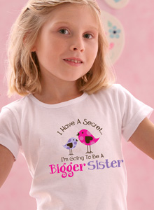 girls i have a secret bigger sister t-shirt with birds
