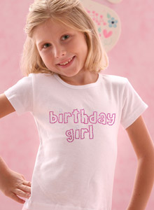 rhinestone birthday girl t shirt in outline letters