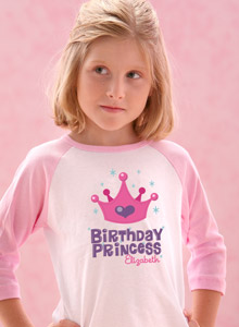 birthday princess with crown t-shirt
