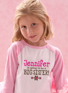 going to be big sister flower with personalized name t-shirt
