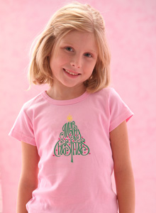 girls merry christmas tree t-shirt