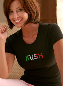 rhinestone irish flag colors t shirt