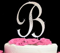 letter B rhinestone cake topper