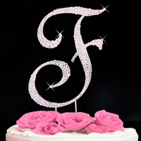 letter F rhinestone cake topper