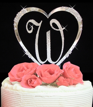 initial heart cake topper