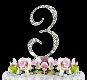 number 3  wedding cake topper