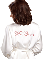 custom rhinestone satin robe header