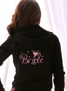 bride with martini hoodie