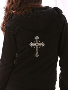 rhinestone cross hoodie sweatshirt