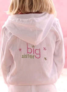 girls rhinestone big sister hoodie sweatshirt