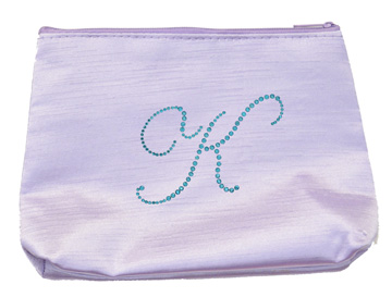 rhinestone initial make-up bag