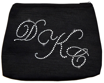 rhinestone monogram make-up bag