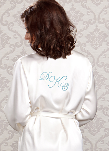 monogram satin robe