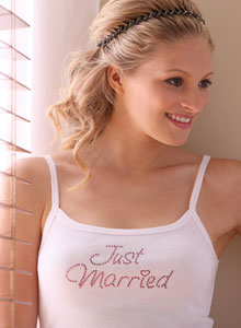 rhinestone just married tank top