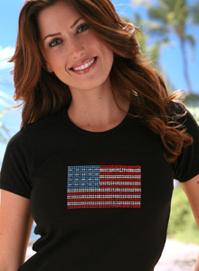 rhinestone american flag t shirt