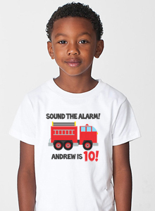 boys tenth birthday firetruck t shirt