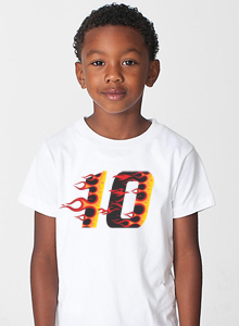 boys racing flames 10th birthday t shirt