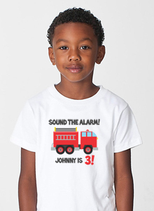 3rd birthday fire truck t-shirt