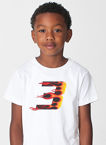 boys racing flames 3rd birthday tshirt