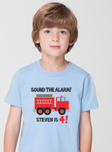 4th birthday fire truck t-shirt