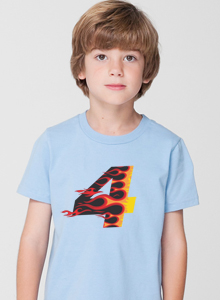 boys racing flames 4th birthday tshirt