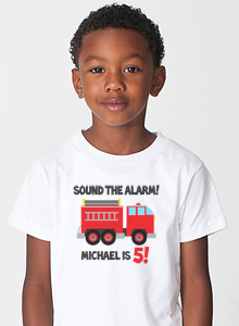 5th birthday fire truck t-shirt