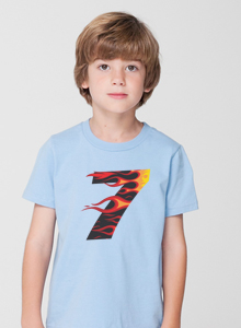 boys racing flames 7th birthday t shirt