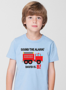 boys eighth birthday firetruck t shirt