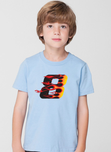 eighth birthday racing flames t-shirt