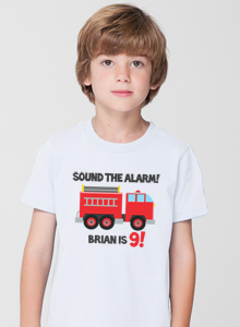 boys ninth birthday firetruck t shirt