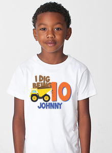 boys dig 10th birthday t shirt