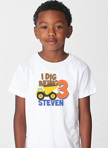 boys dig being 3 t-shirt