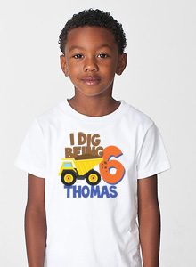 boys dig 6th birthday t shirt