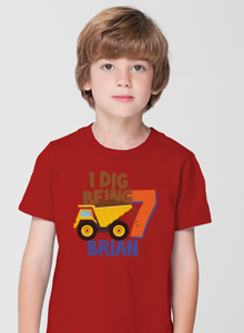 boys dig being seven t-shirt