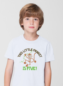 boys fifth birthday monkey t shirt