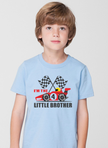 boys little brother race car t-shirt