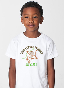 boys sixth birthday monkey t shirt