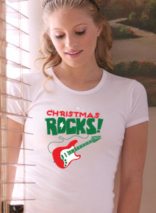 christmas rocks guitar t-shirt