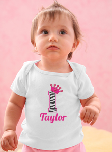 girls zebra first birthday t shirt