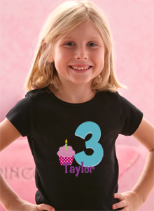 girls birthday cupcake t-shirt