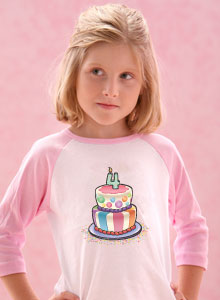 birthday cake cartoon-style t-shirt