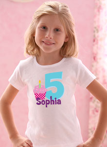 girls birthday cupcake t-shirt