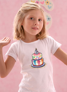 birthday cake cartoon-style t-shirt