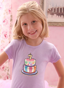 birthday cake cartoon-style t-shirt